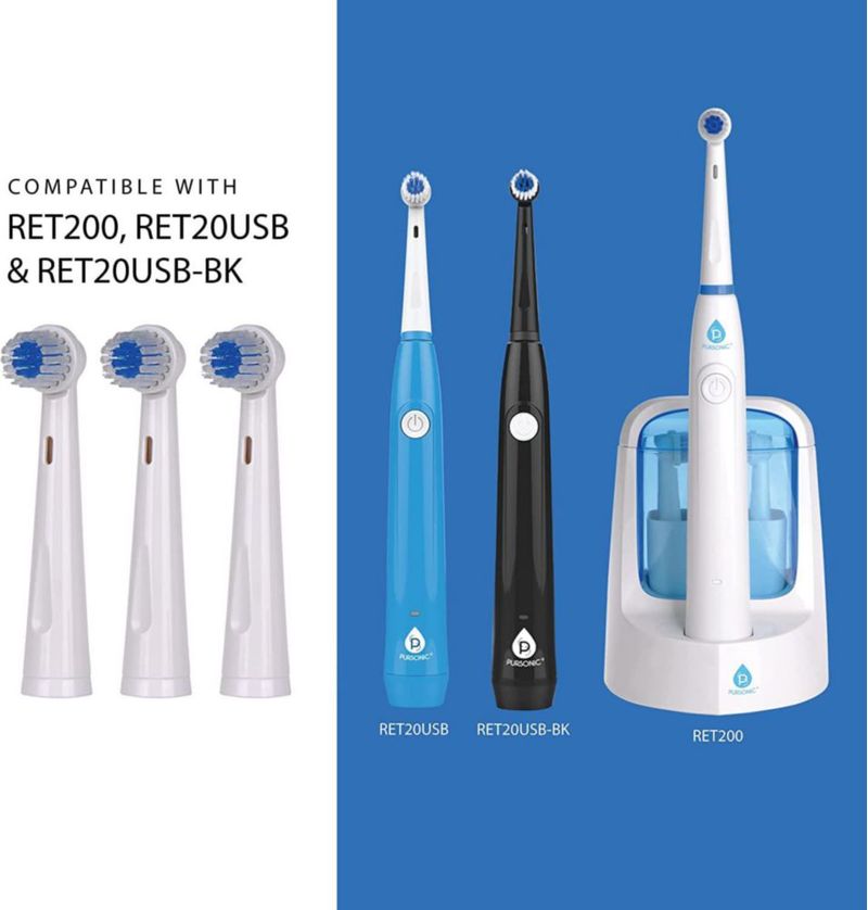 Cabezales de cepillo de dientes Pursonic Pack de 8 unidades RET200/20USB Blanco