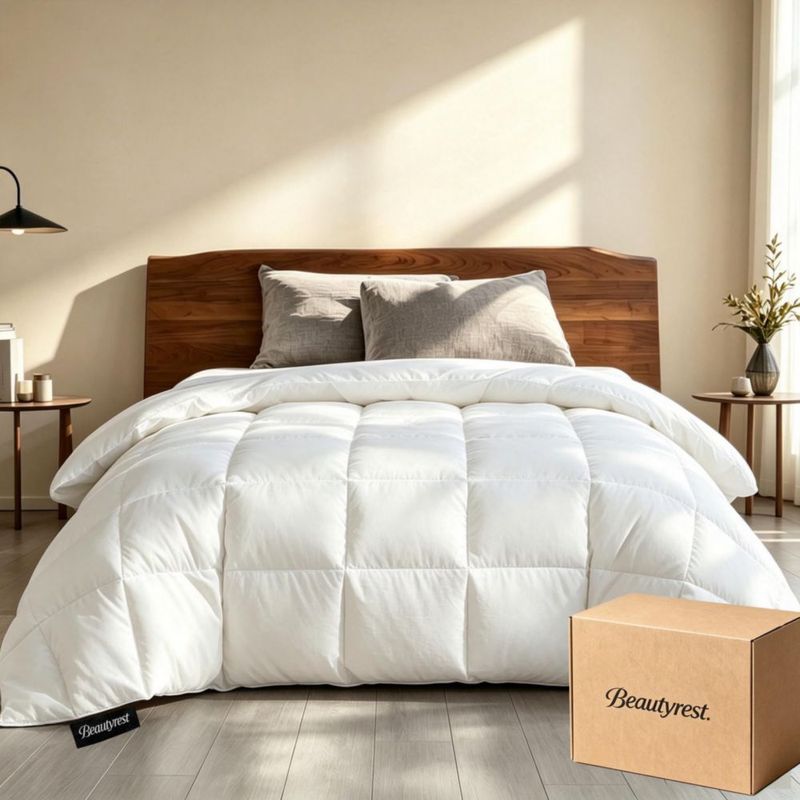 Edredón Beautyrest King Size Blanco de Pluma de Ganso y Fibra de Plumón