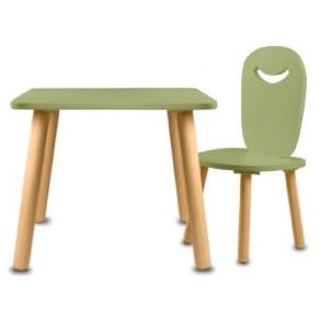 Mesa con silla infantil de madera  diseño Animalitos Verde