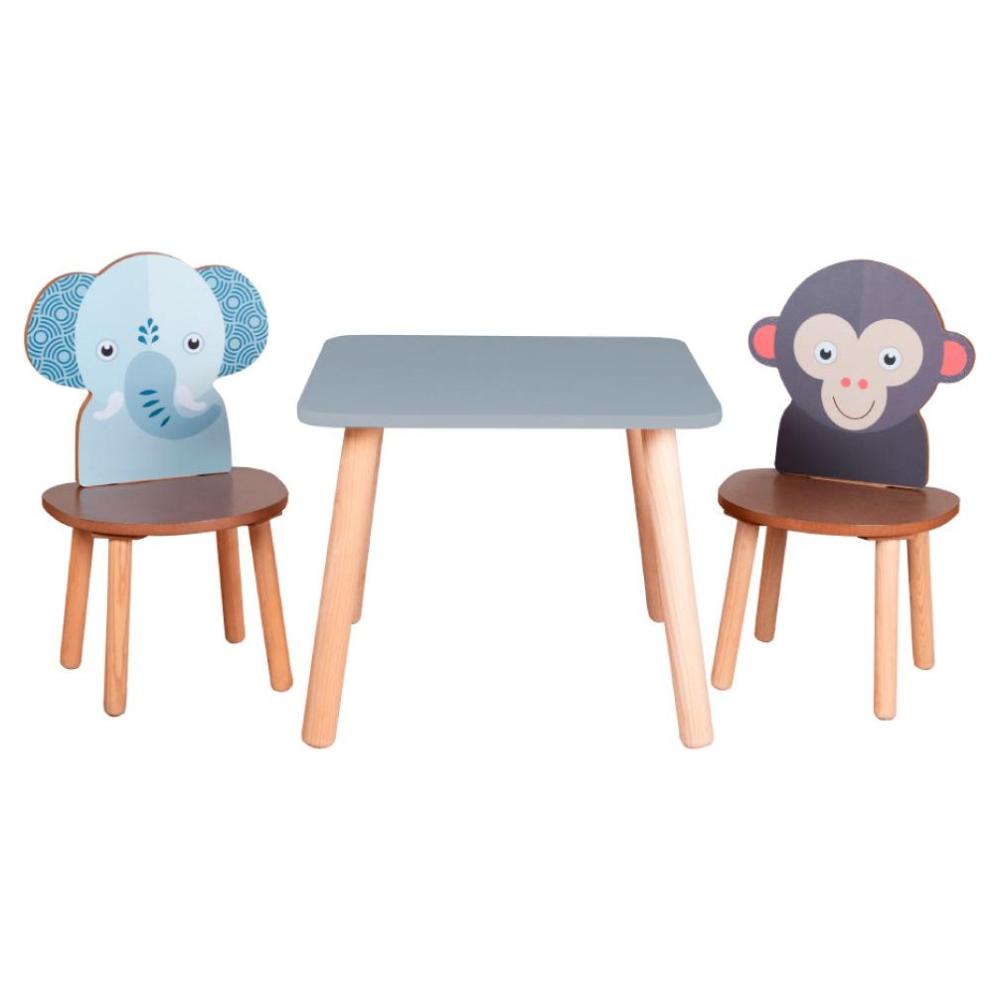Mesa con sillas infantiles  temática animalitos Azul