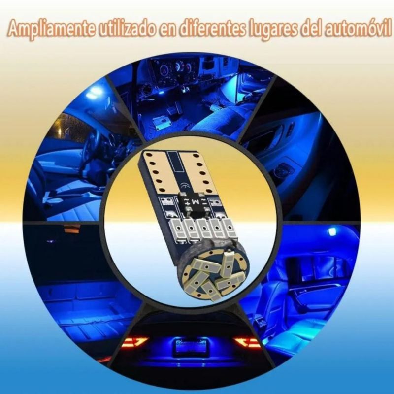 Focos Led Pellizco T10 W5w 194 168 2825 192 10Pzas Azul