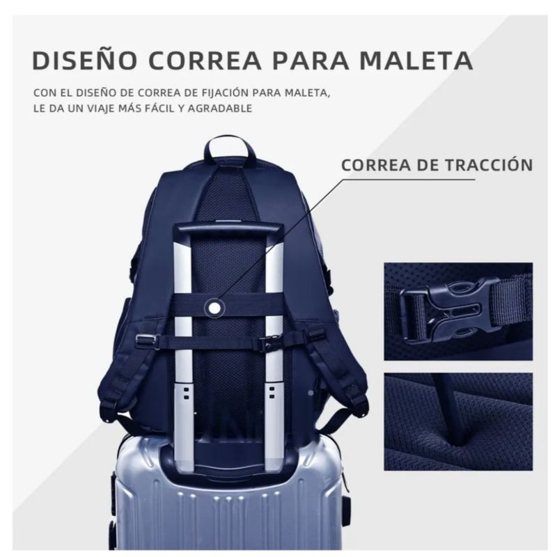 Mochila De Viaje Negocio Escolar Para Laptop 15.6 pulgadas, Color Azul Marino