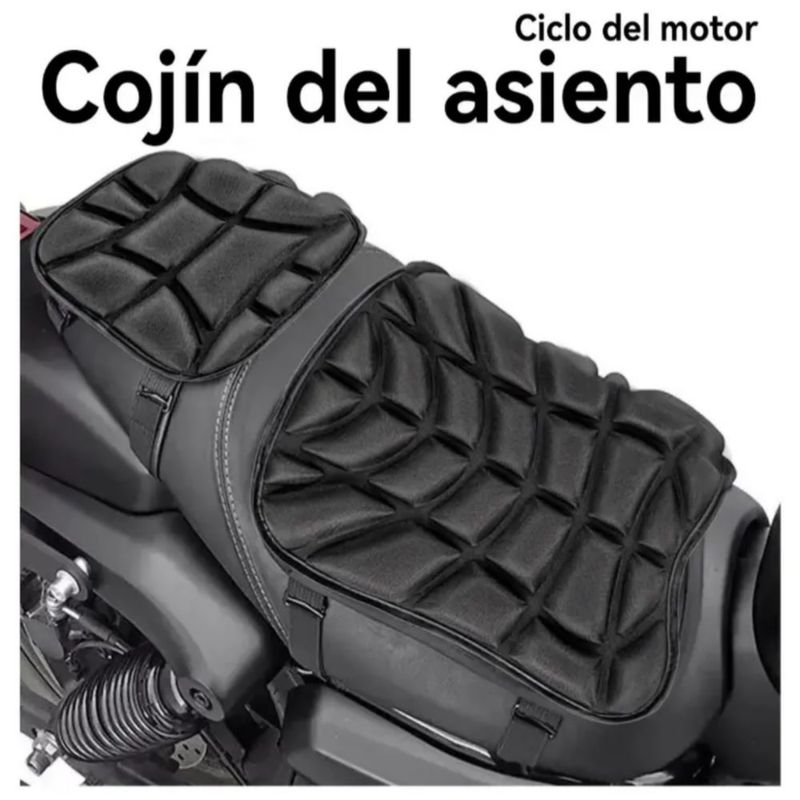 2pcs Cojin Universal Para Asiento De Moto, Color Negro