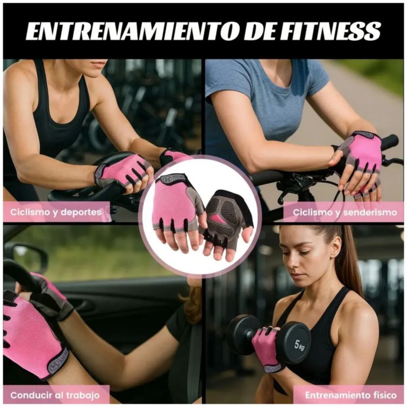 Guantes de Gym Tacticos para Pesas Crossfit Gimnasio Mujer, Color Rosa