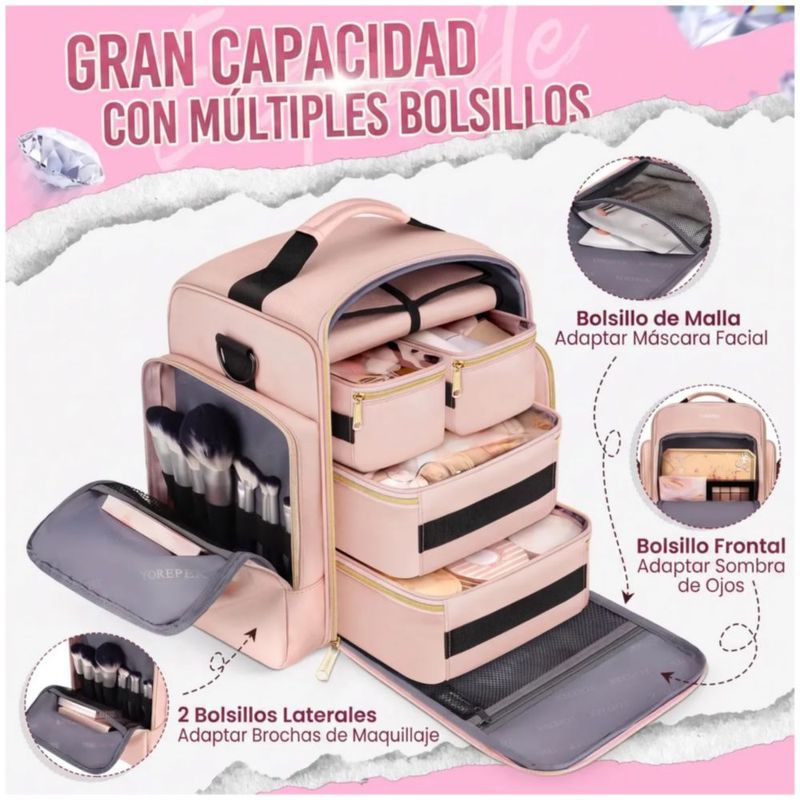 Bolsa Para Maquillaje Estuche De Organizador De Joyas Alhajeros, Color Rosa