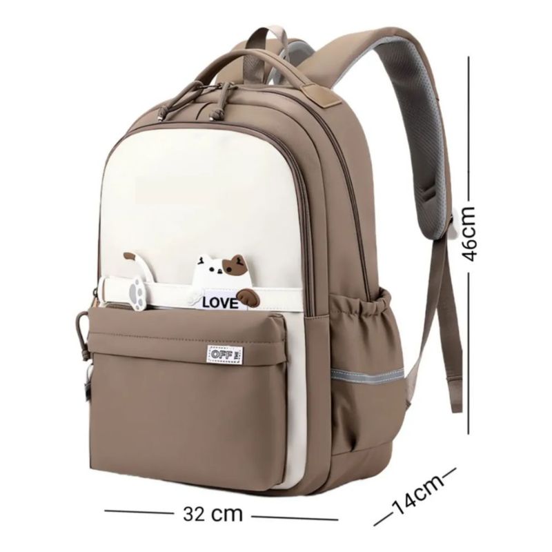 Mochila Antirrobo Para Escolar Viaje Estilo, Color Caqui