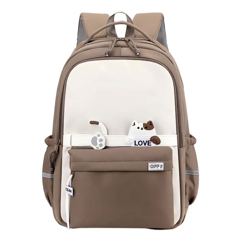 Mochila Antirrobo Para Escolar Viaje Estilo, Color Caqui