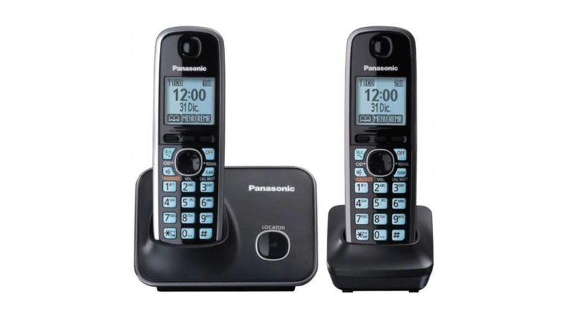 Teléfono Inalámbrico Panasonic KX-TG4112MEB Tecnología DECT 6.0 Digital,  Altavoz en base, LCD, Identificador de llamadas e iluminación color azul.