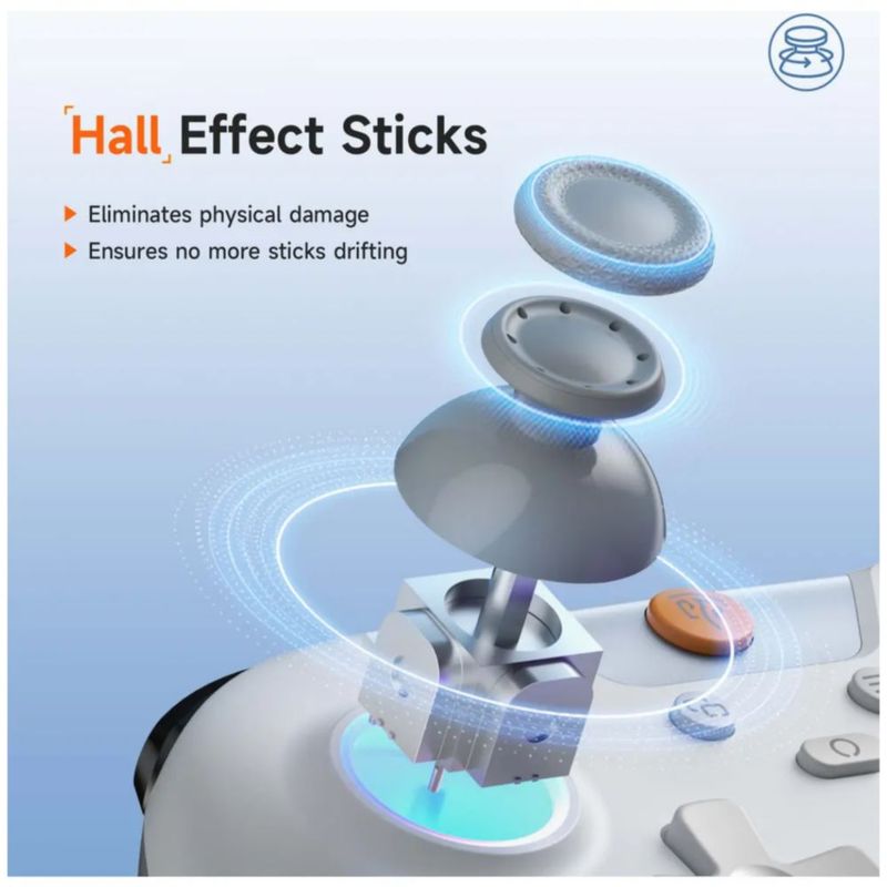 Gamepad Inalámbrico para Nintendo Switch, PC, Android y iOS con Joysticks Hall, Color Blanco