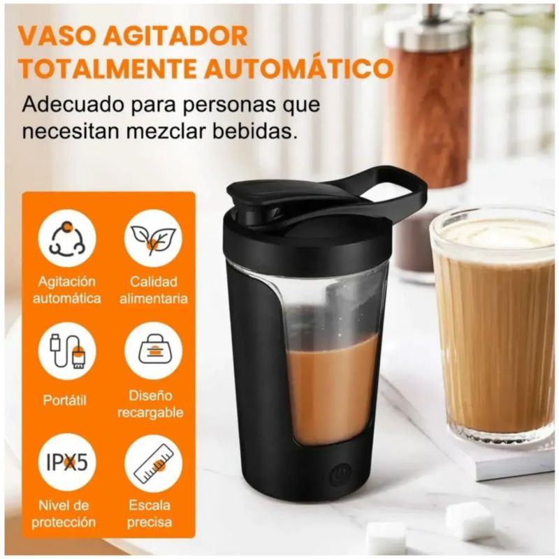 Shaker para Proteina Electrico 450 Ml Vaso Mezclador, Color Negro