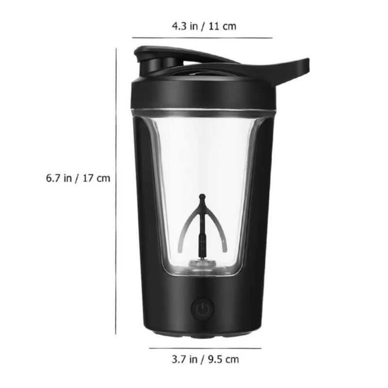 Shaker para Proteina Electrico 450 Ml Vaso Mezclador, Color Negro