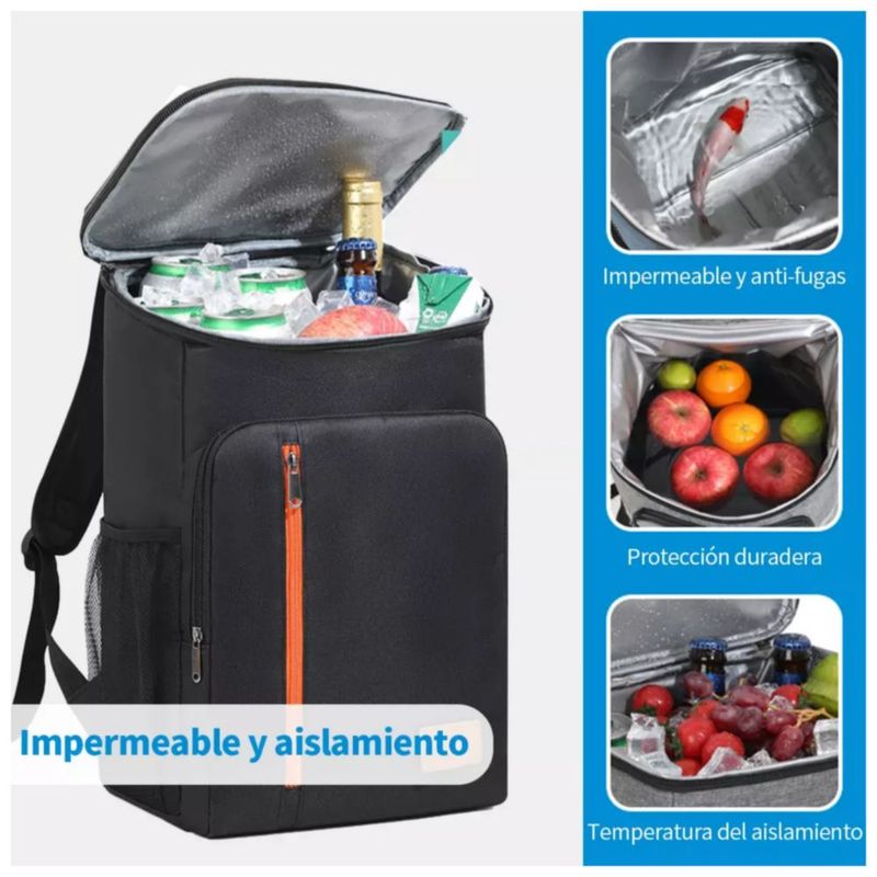 Lonchera Mochilas Térmica De Gran Capacidad 18l Bolsa. Color Negro