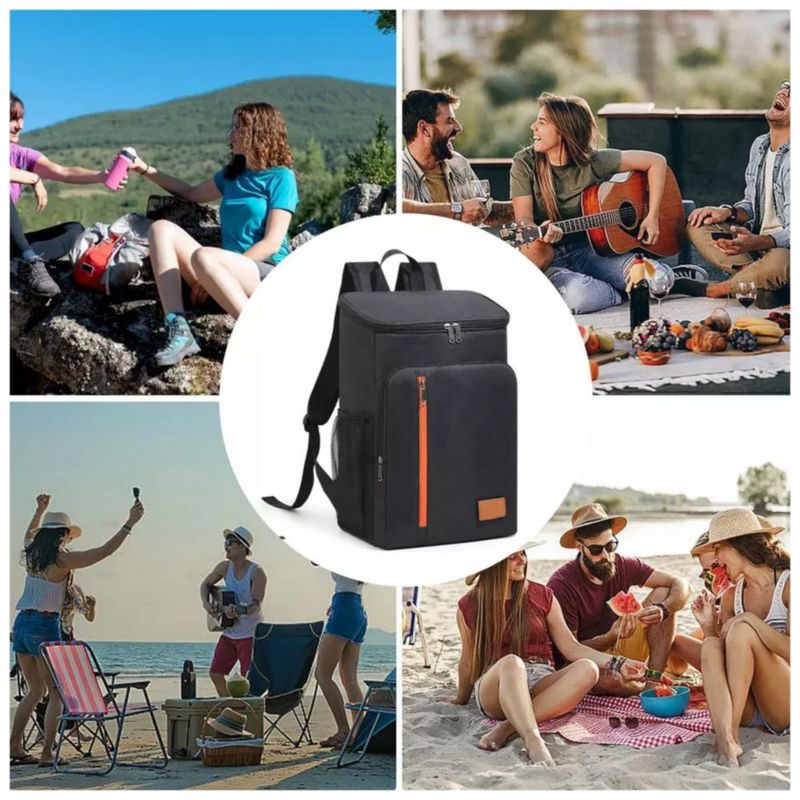 Lonchera Mochilas Térmica De Gran Capacidad 18l Bolsa. Color Negro