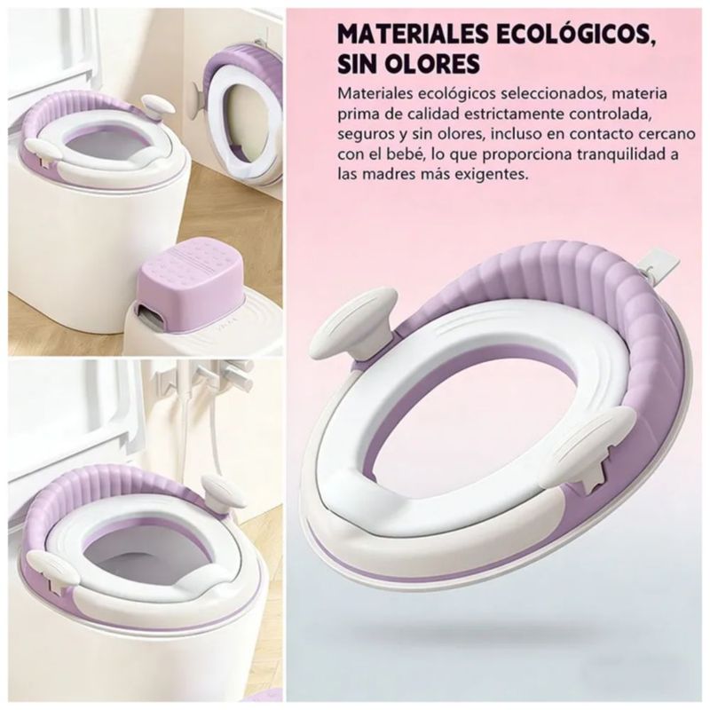 Asiento De Inodoro Infantil, Con Cojín Blando Color Morado