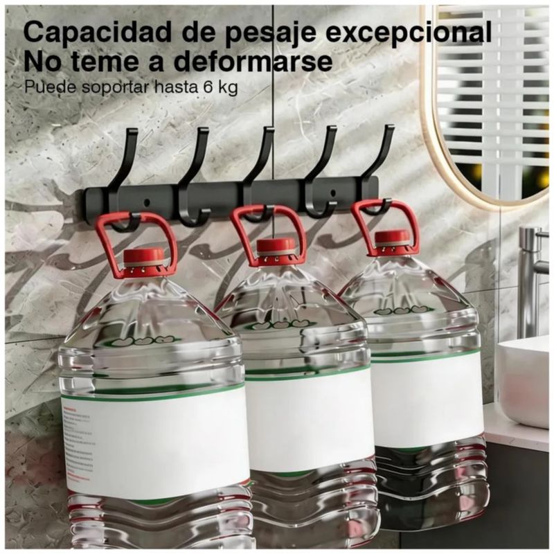 Perchero de 10 Ganchos De Pared Para Ropa, Doble Multiusos Metálicos, Color Negro