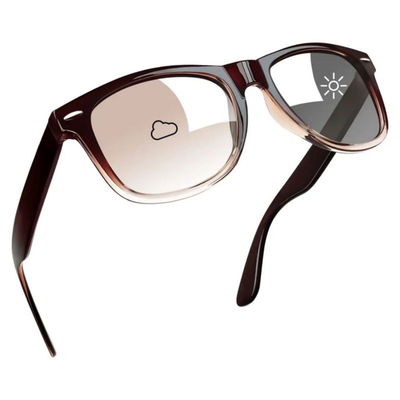 Lentes De Sol Fotocromáticos Hombre Mujer Uv400 Cuadrado, Color Marrón