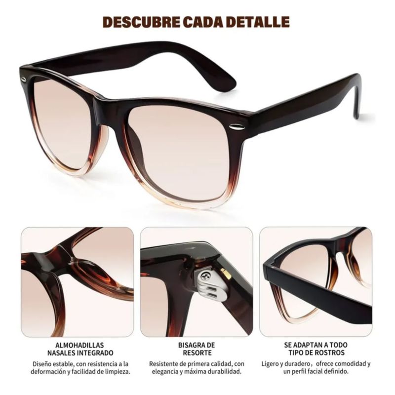 Lentes De Sol Fotocromáticos Hombre Mujer Uv400 Cuadrado, Color Marrón