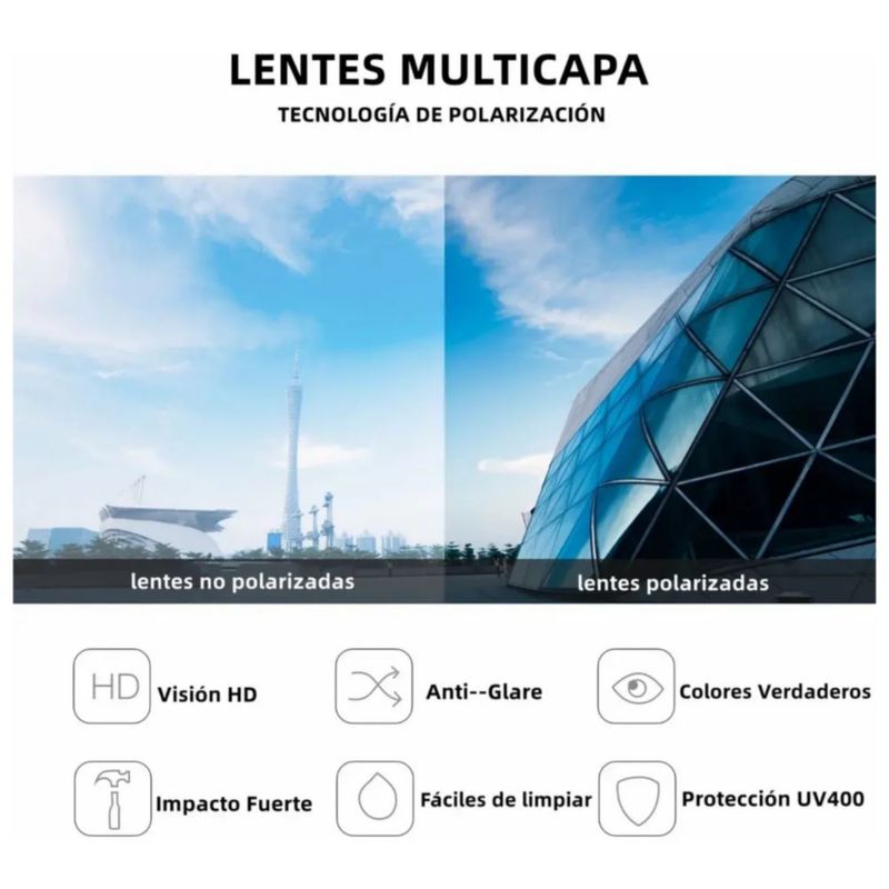 2pcs Lentes De Sol Hombre Mujer Polarizadas Protección Uv400 Color Rojo/negro