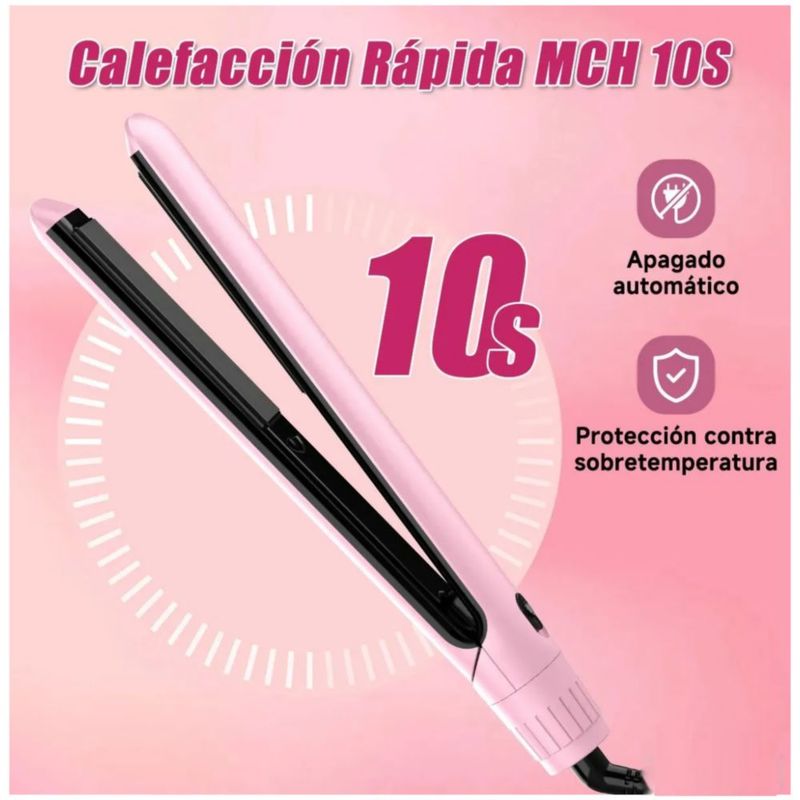 Plancha De Cabello Profesional De Cerámica 2 En 1, Color Rosa