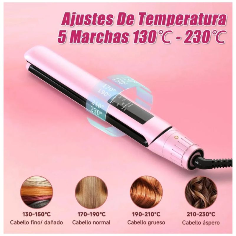 Plancha De Cabello Profesional De Cerámica 2 En 1, Color Rosa