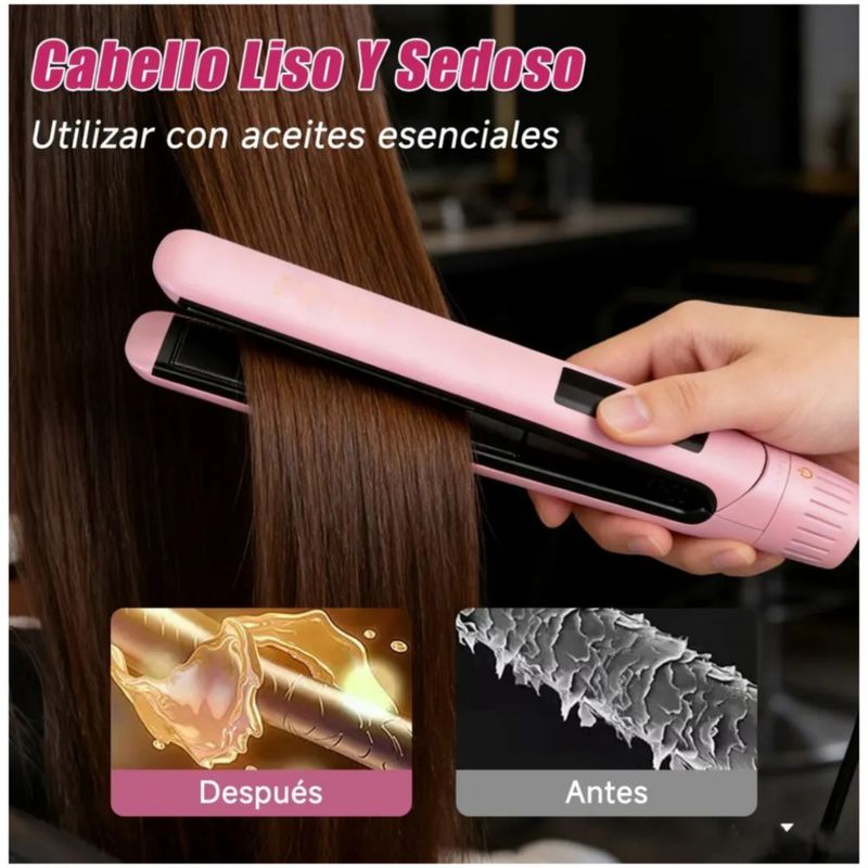 Plancha De Cabello Profesional De Cerámica 2 En 1, Color Rosa