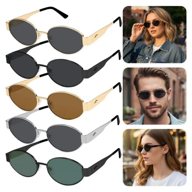 5pz Gafas Sol No hay luz polarizada Retro Para Mujeres, Multicolor