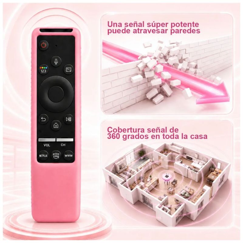 Control Remoto Para Samsung Smart Tv Con Voz Universal, Color Rosa y Negro