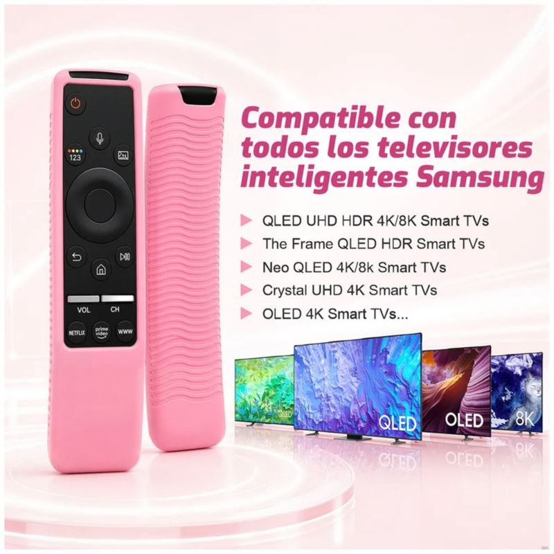 Control Remoto Para Samsung Smart Tv Con Voz Universal, Color Rosa y Negro