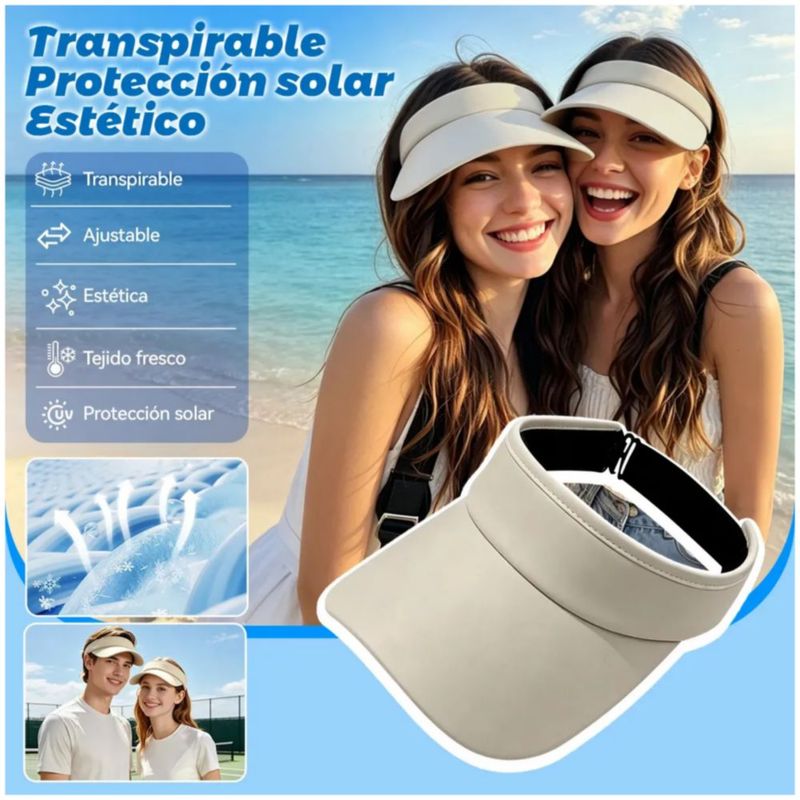 Visera Deportiva Calada Con Gran Ajustable Gorro De Sol, Color Caqui