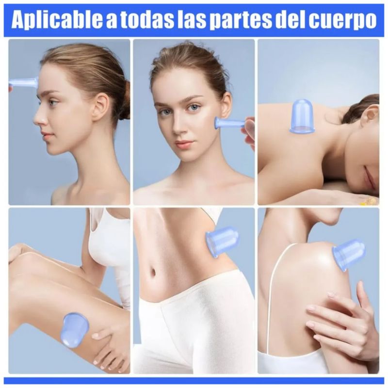 Ventosas De Silicona Para Masajes 7 Piezas, Color Azul