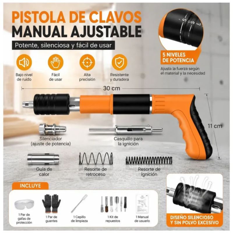 Pistolas De Clavos De Acero Versión Reforzada 200,  Color Naranja