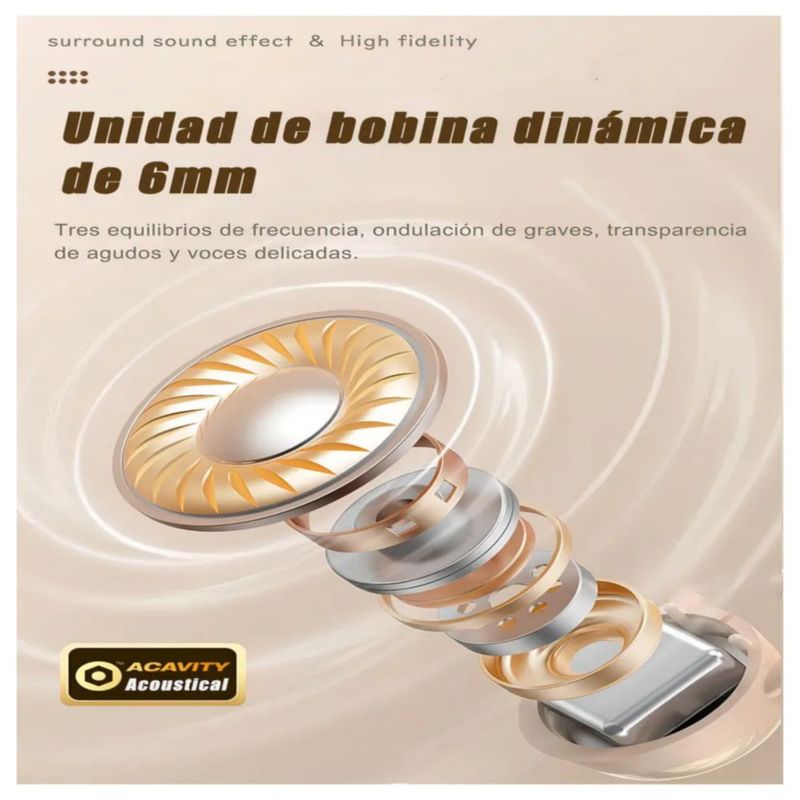 Audífonos In-ear Lotfits Inalámbricos Bluetooth 5.3 para Dormir y Correr, Color Beige