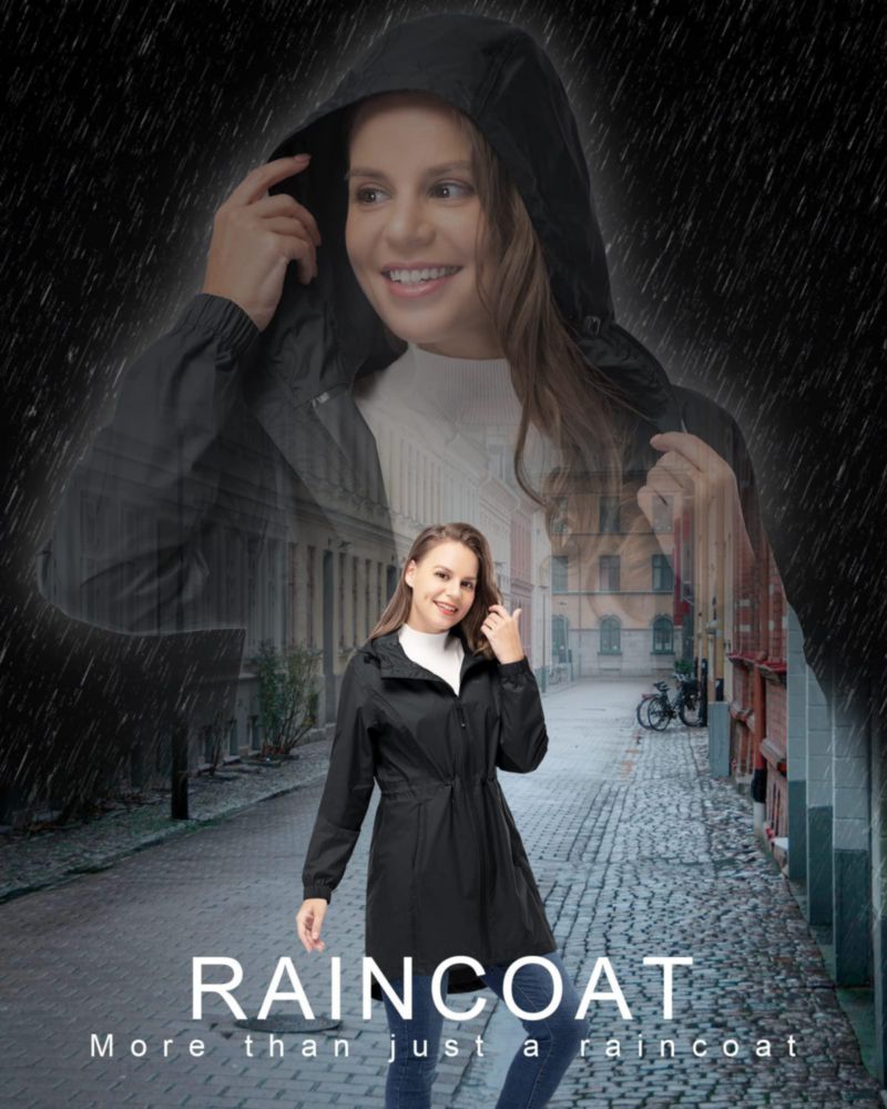 Chaqueta impermeable 33000ft para mujer plegable con capucha