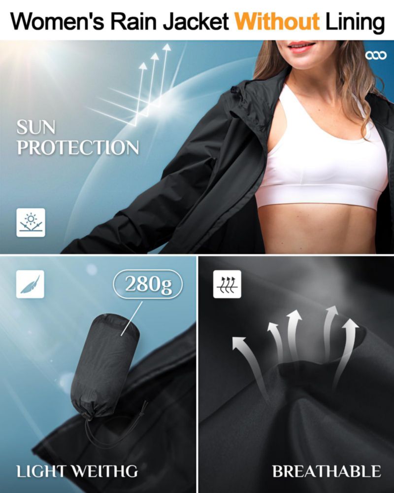 Chaqueta impermeable 33000ft para mujer plegable con capucha