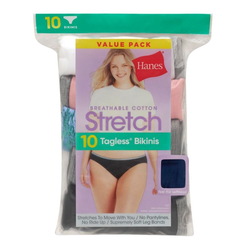 Bikini Hanes Pack de 10 unidades surtidas de algodón elástico