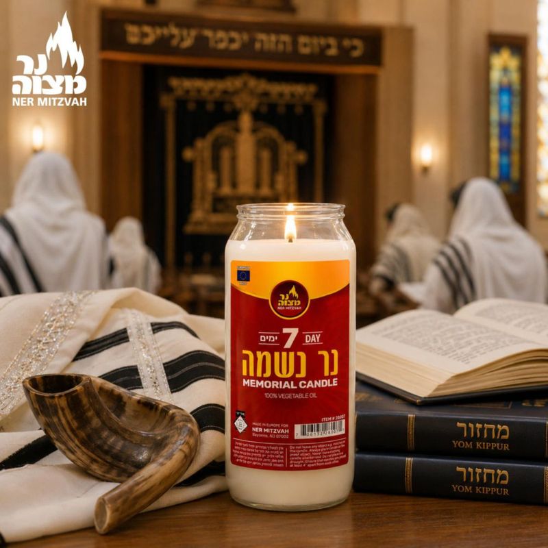 Vela Ner Mitzvah de 7 Días Pack de 3 Kosher Conmemorativa