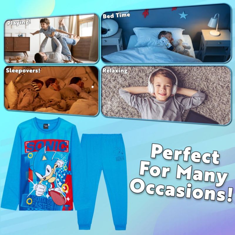 Conjunto de Pijamas Sonic The Hedgehog para Niños Suave y Cómodo Azul