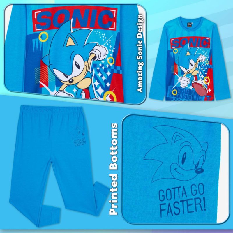 Conjunto de Pijamas Sonic The Hedgehog para Niños Suave y Cómodo Azul