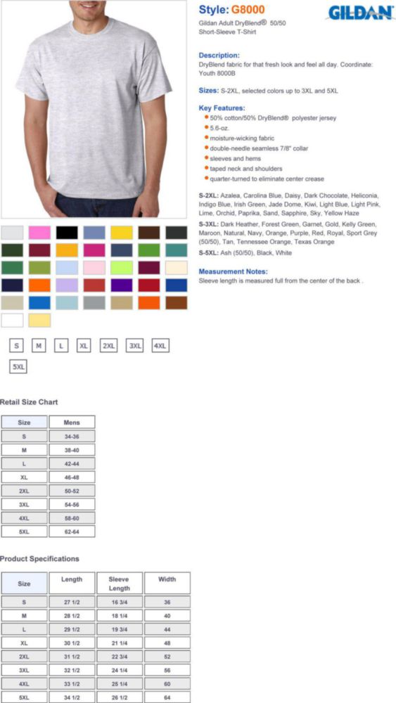 Camiseta Gildan 3XL Rosa Claro Algodón/Poliéster