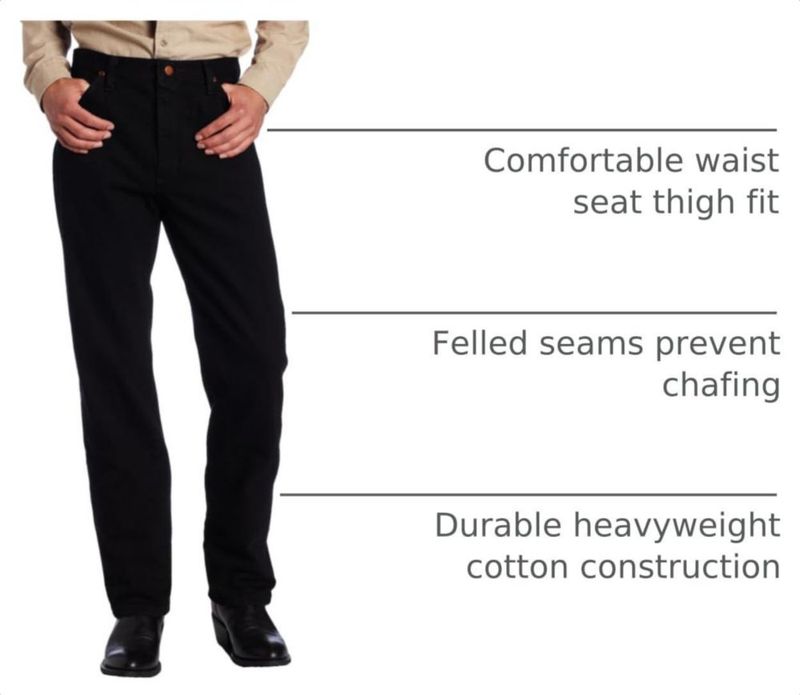 Pantalones Wrangler Corte Vaquero Original Negro Sombra