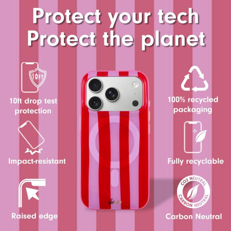 Funda Sonix para iPhone 18/17 Pro con franjas rojas y rosadas