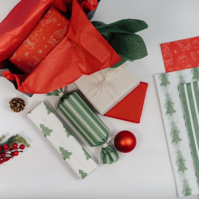 Papel de seda ZICOTO 120 hojas 48 × 33 cm para regalo de Navidad