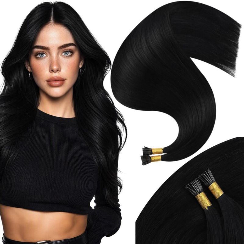 Extensiones de Cabello Moresoo I-Tip Negro Azabache 61 cm