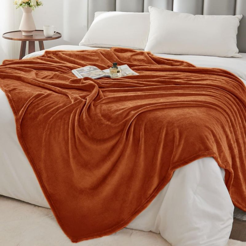 Manta BEDELITE 127 cm Terracota de felpa de microfibra