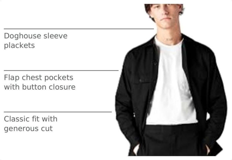 Camisa de Trabajo Dickies Negra Talla L con Absorción de Humedad