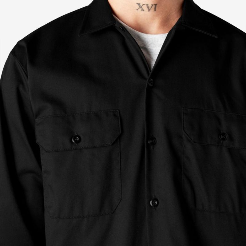 Camisa de Trabajo Dickies Negra Talla L con Absorción de Humedad