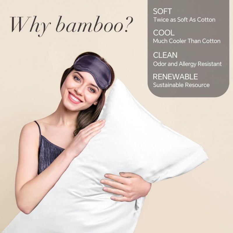 Funda de almohada BEDELITE King 51 cm Bambú Rayón Blanco (Pack de 2)