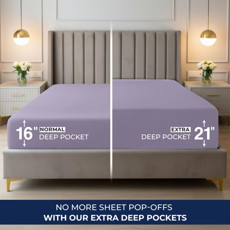 Sábana Ajustable Utopia Bedding King 41‑53 cm Lavanda