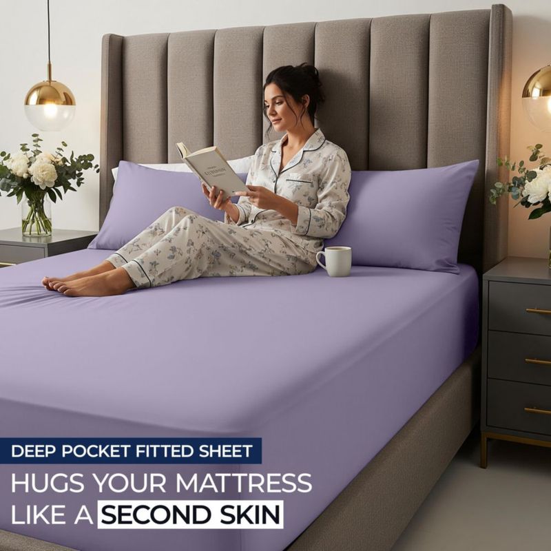 Sábana Ajustable Utopia Bedding King 41‑53 cm Lavanda
