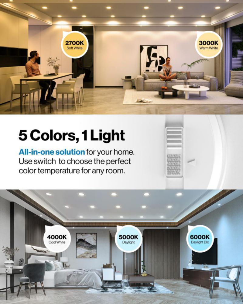 Luz LED empotrada Sunco Lighting 10 cm 5 temperaturas de color (paquete de 20)
